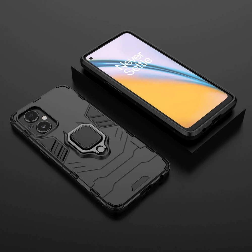 Hurtel Ring Armor hibridinis dėklas + magnetinis laikiklis skirtas OnePlus Nord N20 5G, juodas