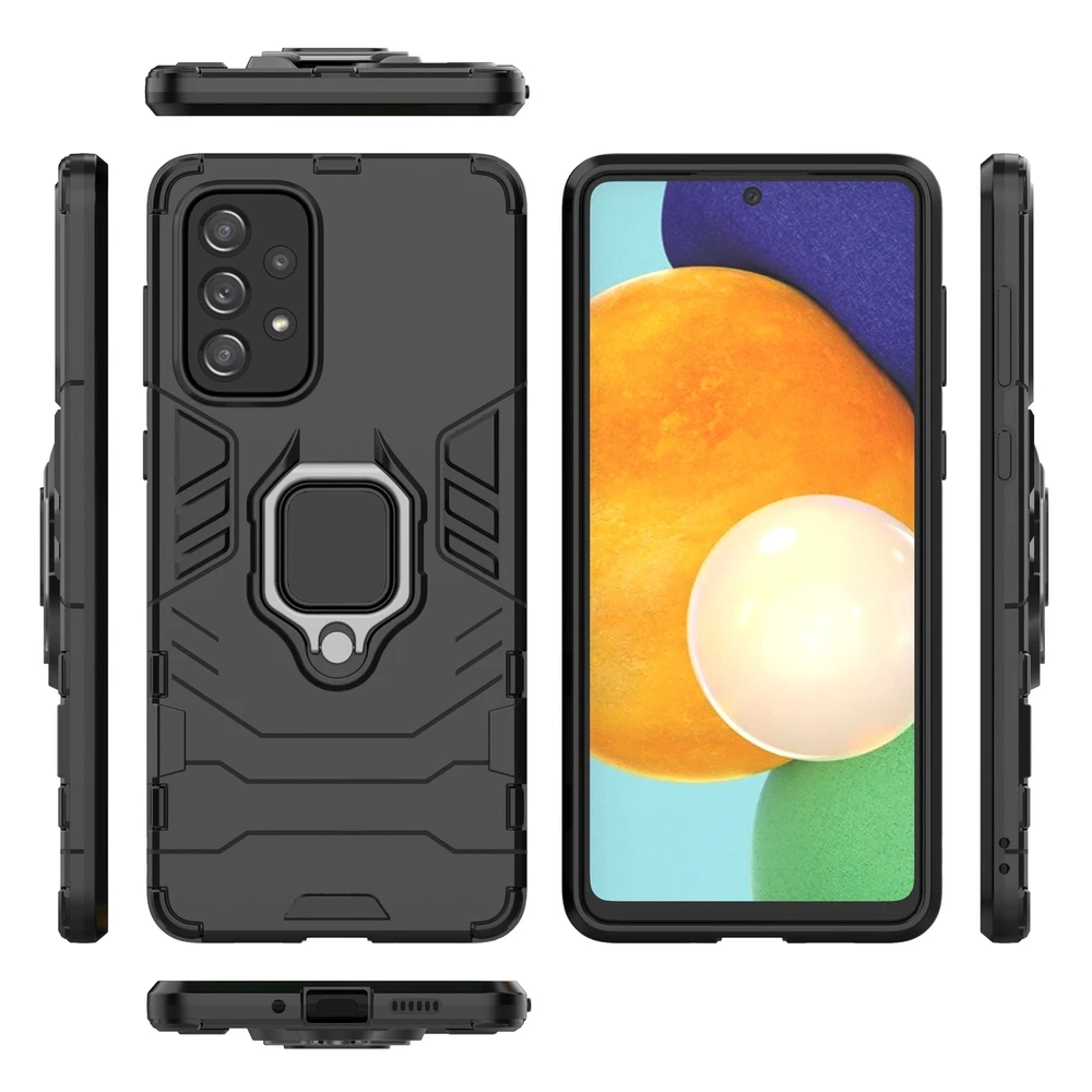 Hurtel Ring Armor hibridinis dėklas + magnetinis laikiklis skirtas Samsung Galaxy A73, juodas