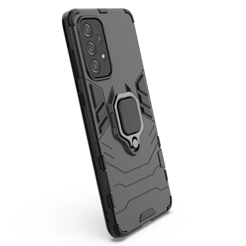 Hurtel Ring Armor hibridinis dėklas + magnetinis laikiklis skirtas Samsung Galaxy A73, juodas