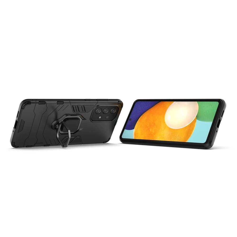 Hurtel Ring Armor hibridinis dėklas + magnetinis laikiklis skirtas Samsung Galaxy A73, juodas