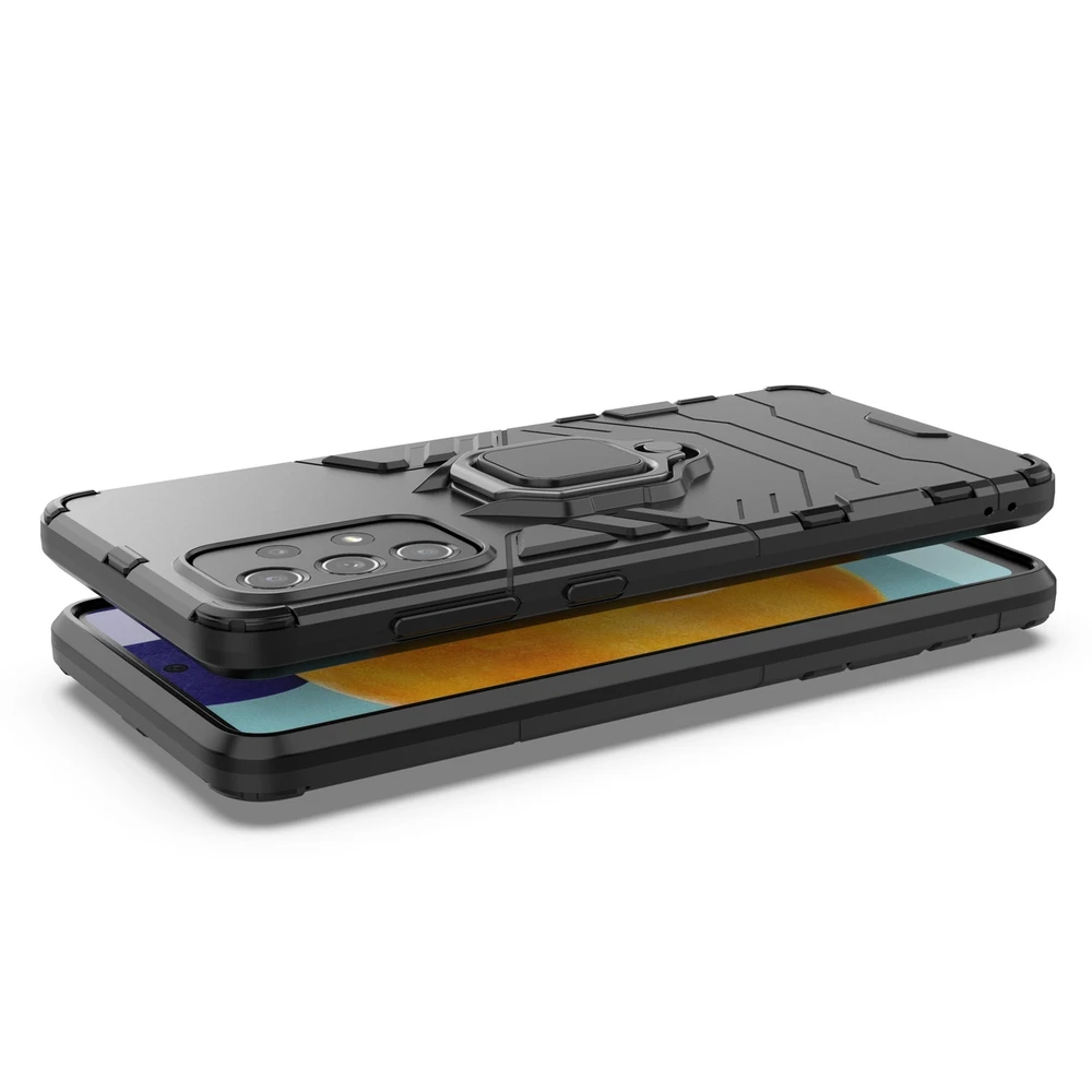 Hurtel Ring Armor hibridinis dėklas + magnetinis laikiklis skirtas Samsung Galaxy A73, juodas