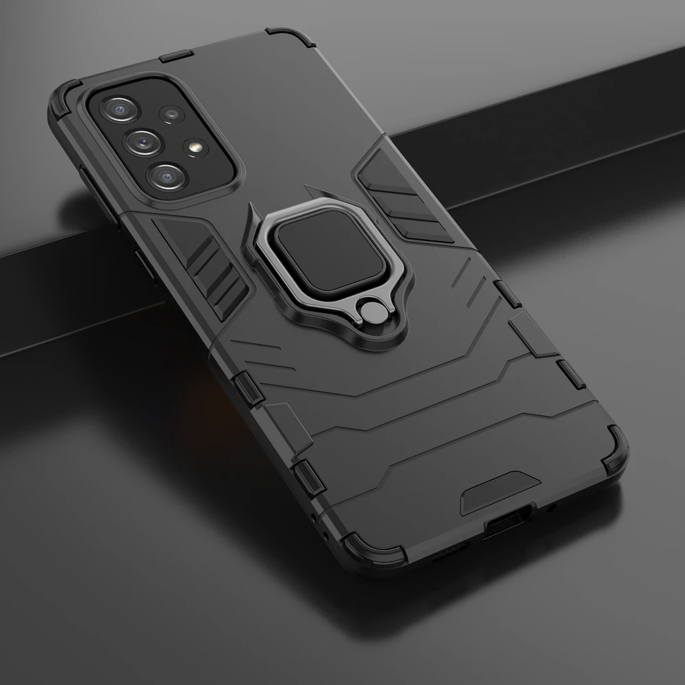 Hurtel Ring Armor hibridinis dėklas + magnetinis laikiklis skirtas Samsung Galaxy A73, juodas