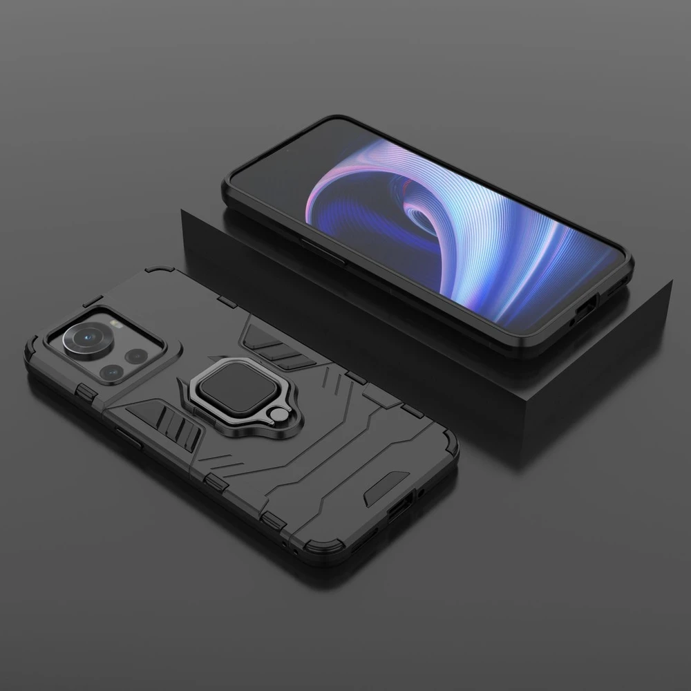 Hurtel Ring Armor hibridinis dėklas + magnetinis laikiklis skirtas OnePlus Ace, juodas