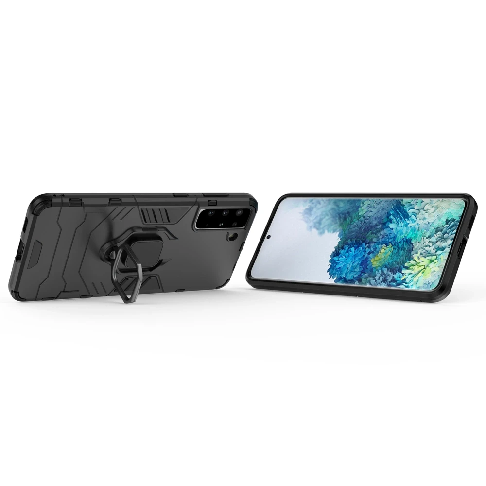 Hurtel Ring Armor hibridinis dėklas + magnetinis laikiklis skirtas Samsung Galaxy S22 + (S22 Plus), juodas