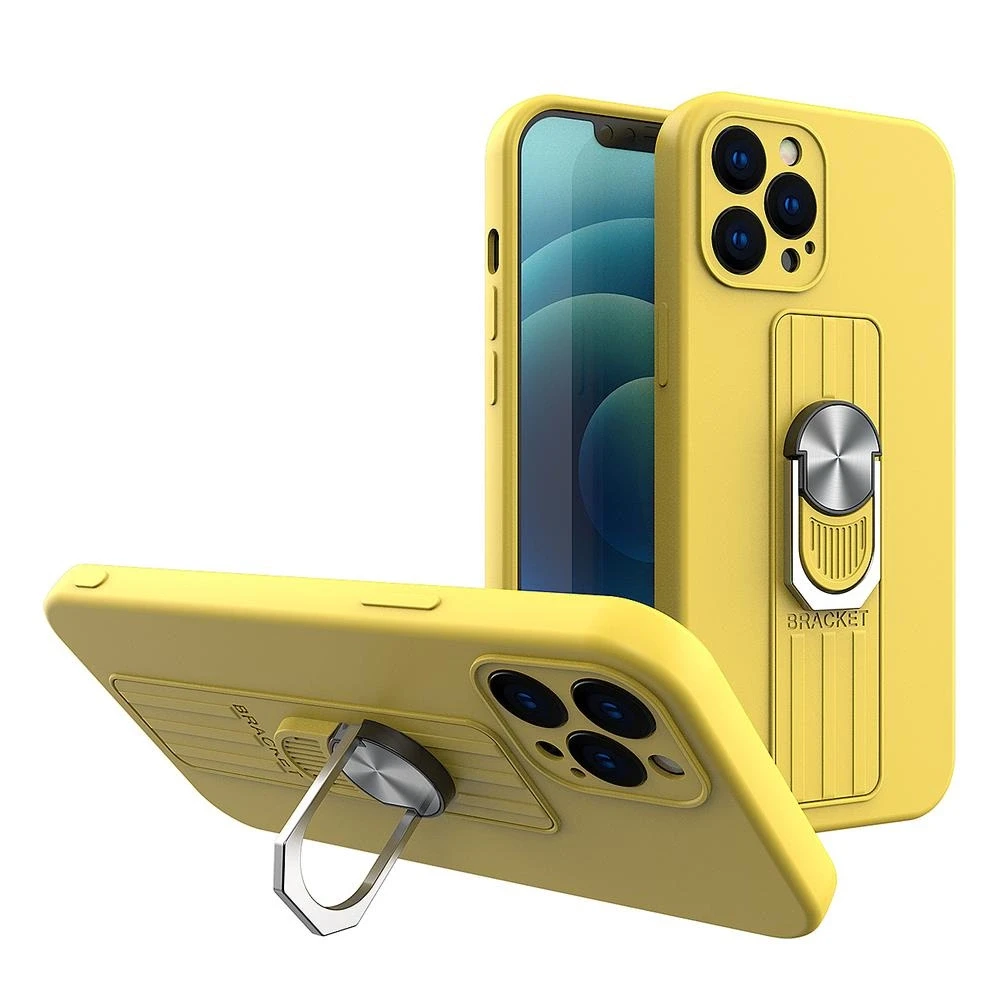 Hurtel Ring silikoninis dėklas skirtas iPhone 12 mini, geltonas