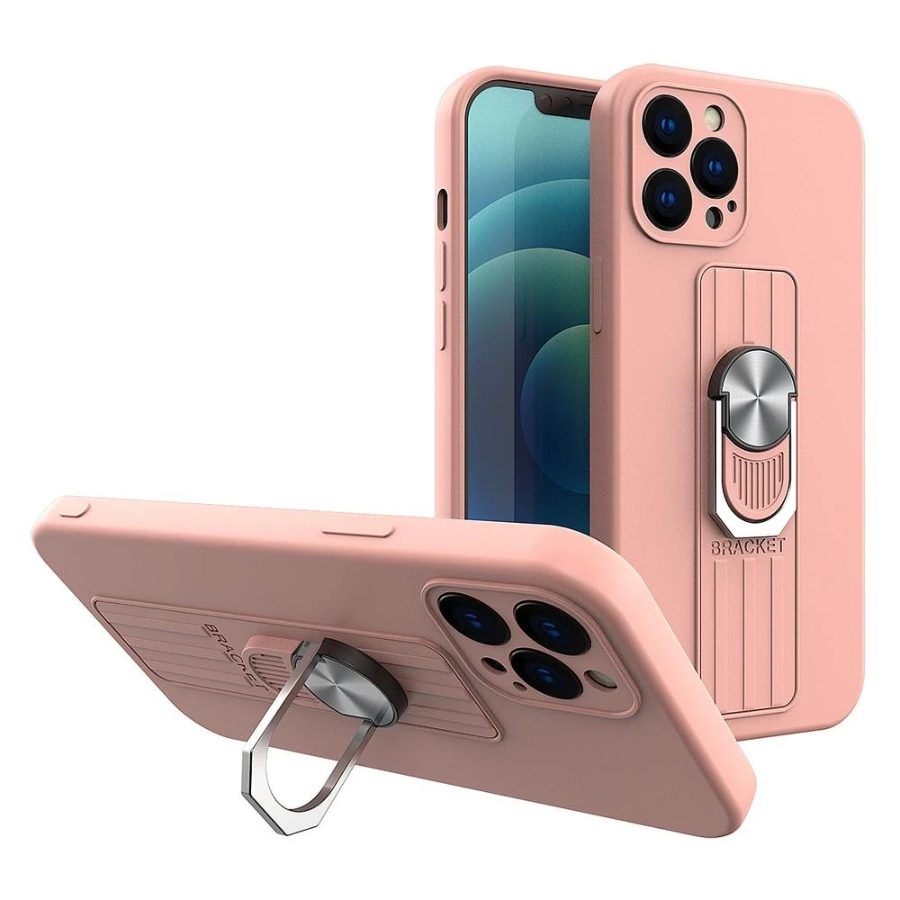Hurtel Ring silikoninis dėklas skirtas Samsung Galaxy A22 4G, rožinis