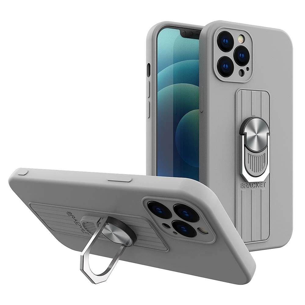 Hurtel Ring silikoninis dėklas skirtas Samsung Galaxy A42 5G, sidabrinis