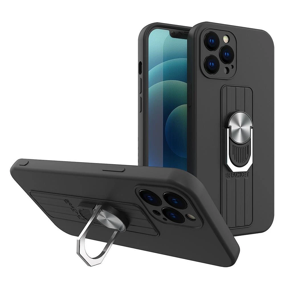Hurtel Ring silikoninis dėklas skirtas Samsung Galaxy A73, juodas