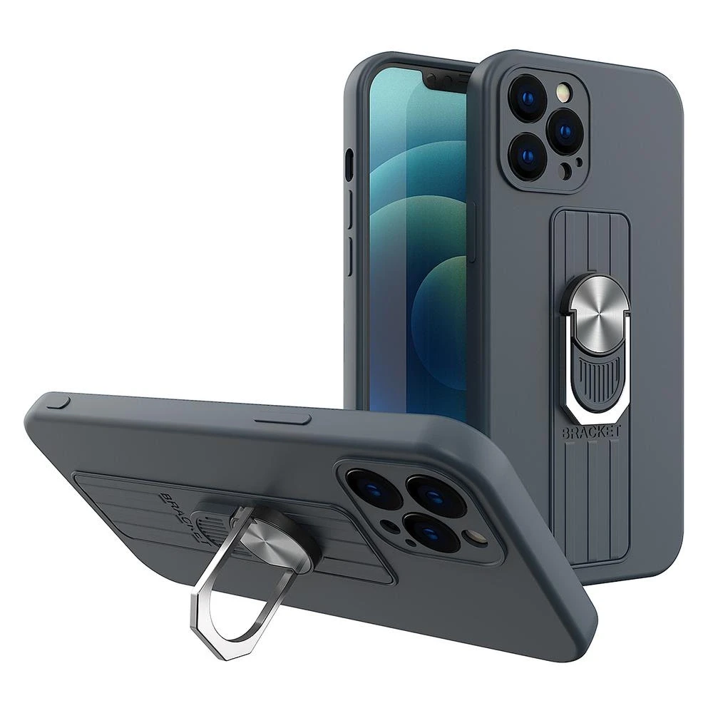 Hurtel Ring silikoninis dėklas skirtas Xiaomi Redmi Note 10 / Redmi Note 10S, tamsiai mėlynas