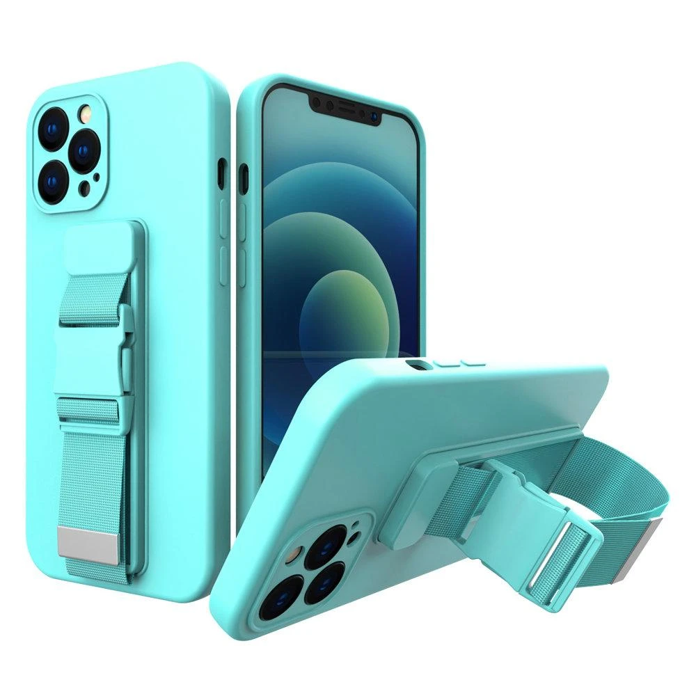 Hurtel Rope dėklas su dirželiu skirtas iPhone 13 mini, mėlynas