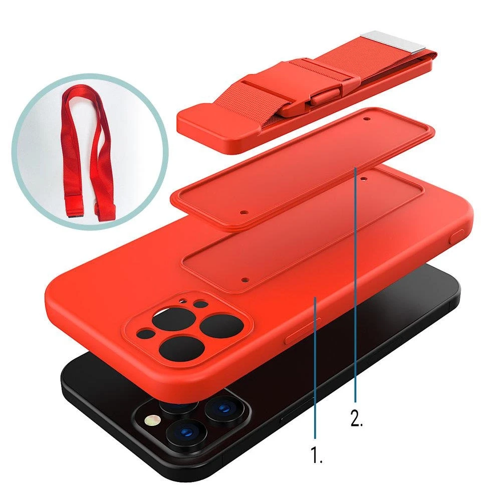 Hurtel Rope dėklas su dirželiu skirtas iPhone 8 Plus / iPhone 7 Plus, rožinis