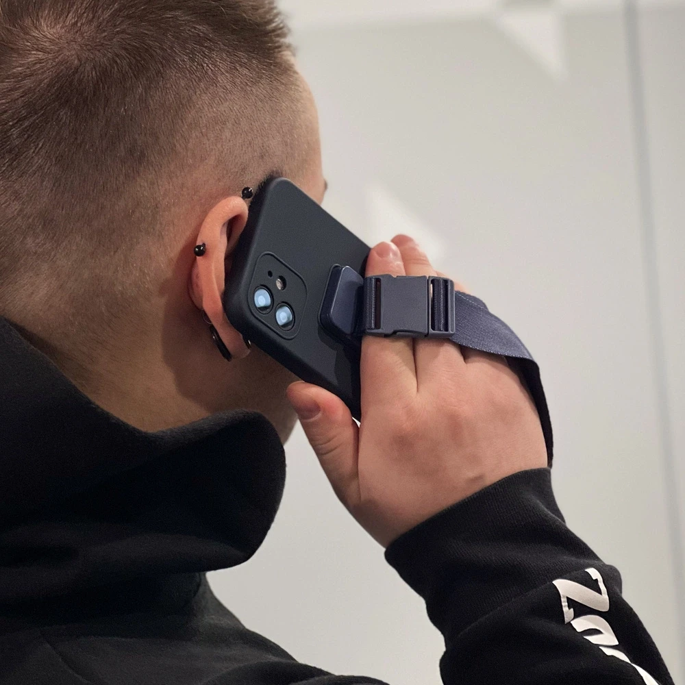 Hurtel Rope dėklas su dirželiu skirtas iPhone 13 Pro, juodas