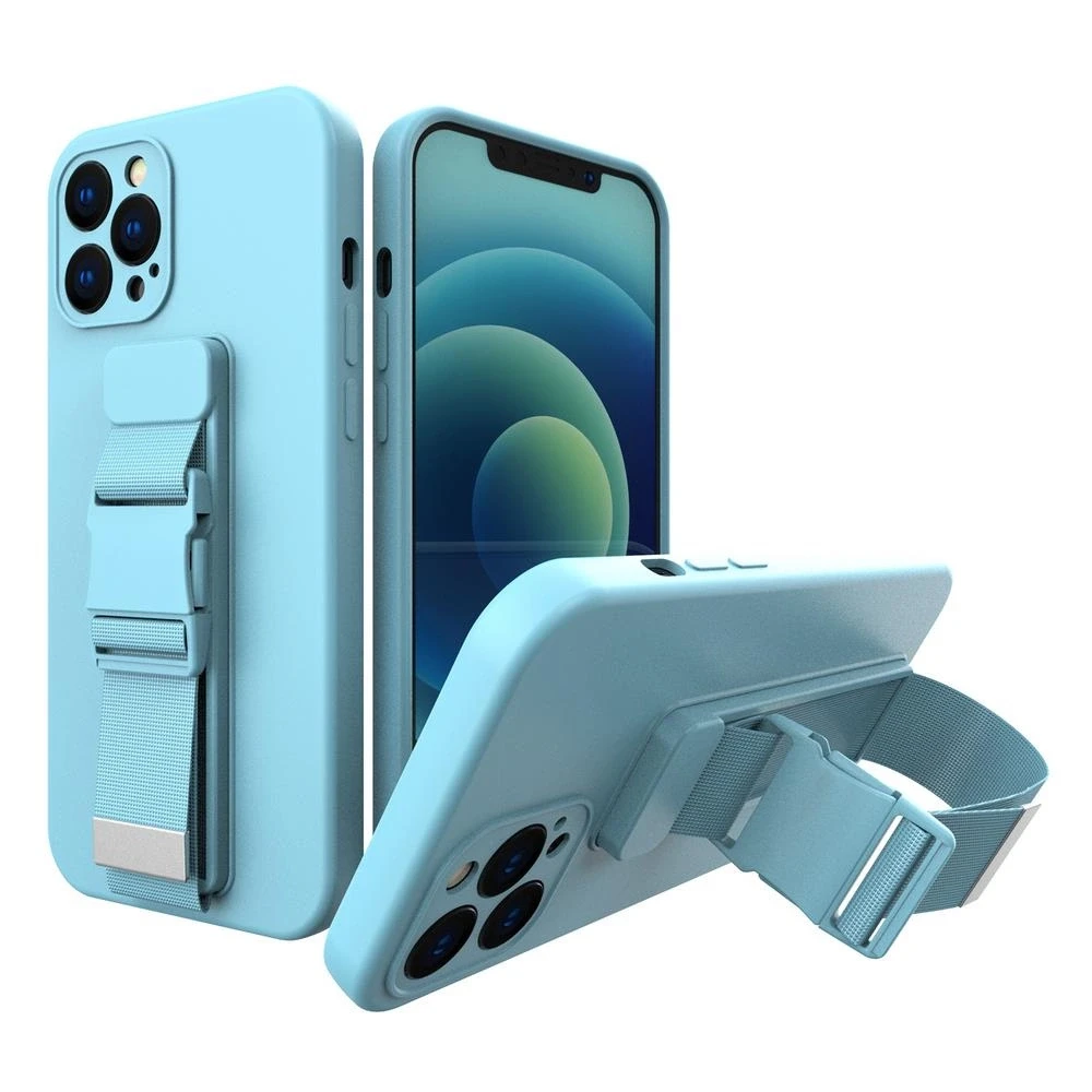 Hurtel Rope dėklas su dirželiu skirtas iPhone 8 Plus / iPhone 7 Plus, mėlynas