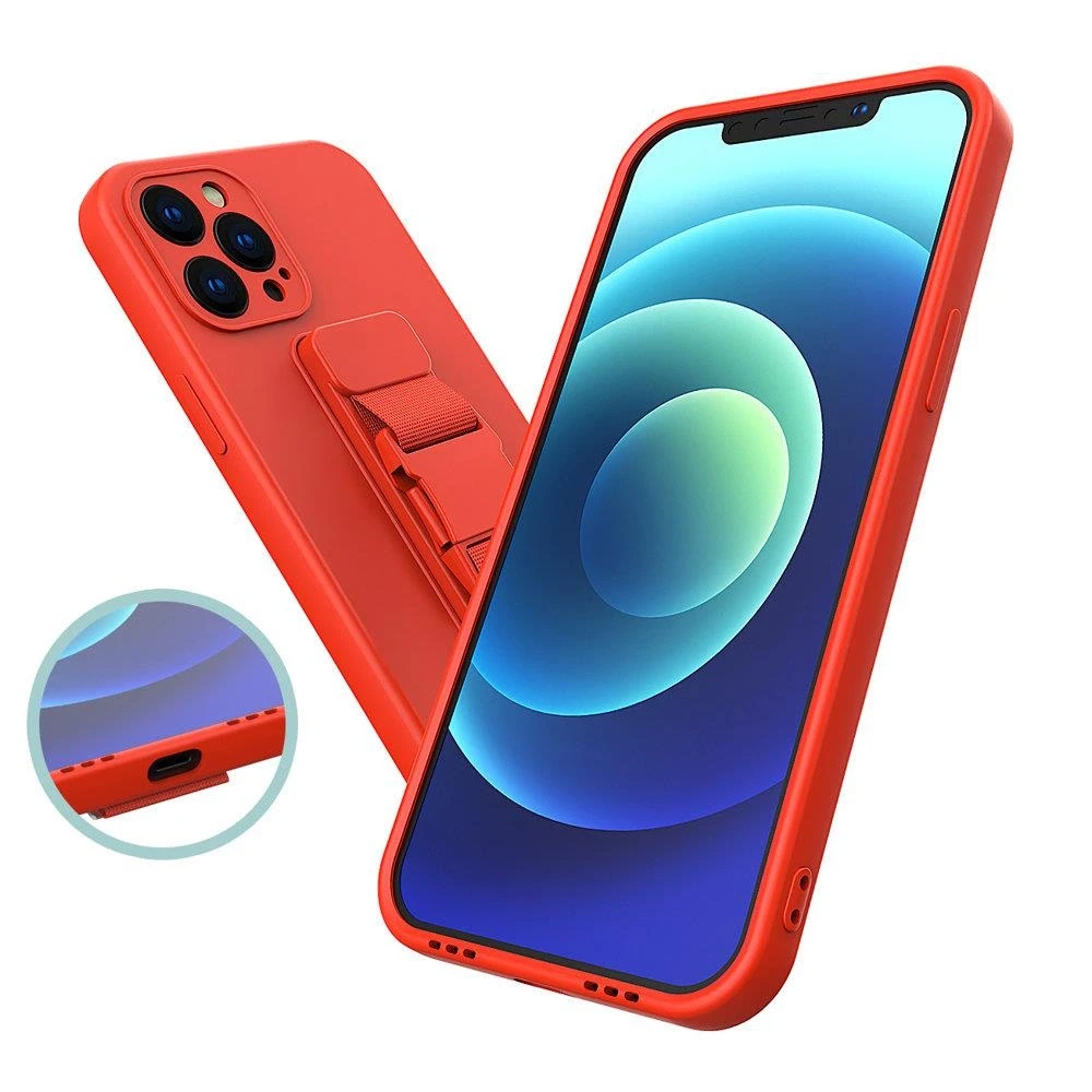 Hurtel Rope dėklas su dirželiu skirtas iPhone 8 Plus / iPhone 7 Plus, raudonas