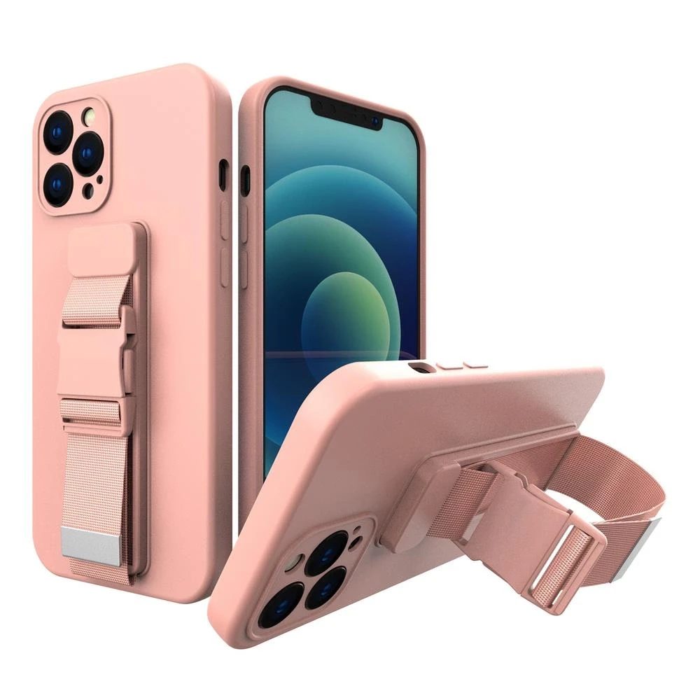 Hurtel Rope dėklas su dirželiu skirtas iPhone 8 Plus / iPhone 7 Plus, rožinis