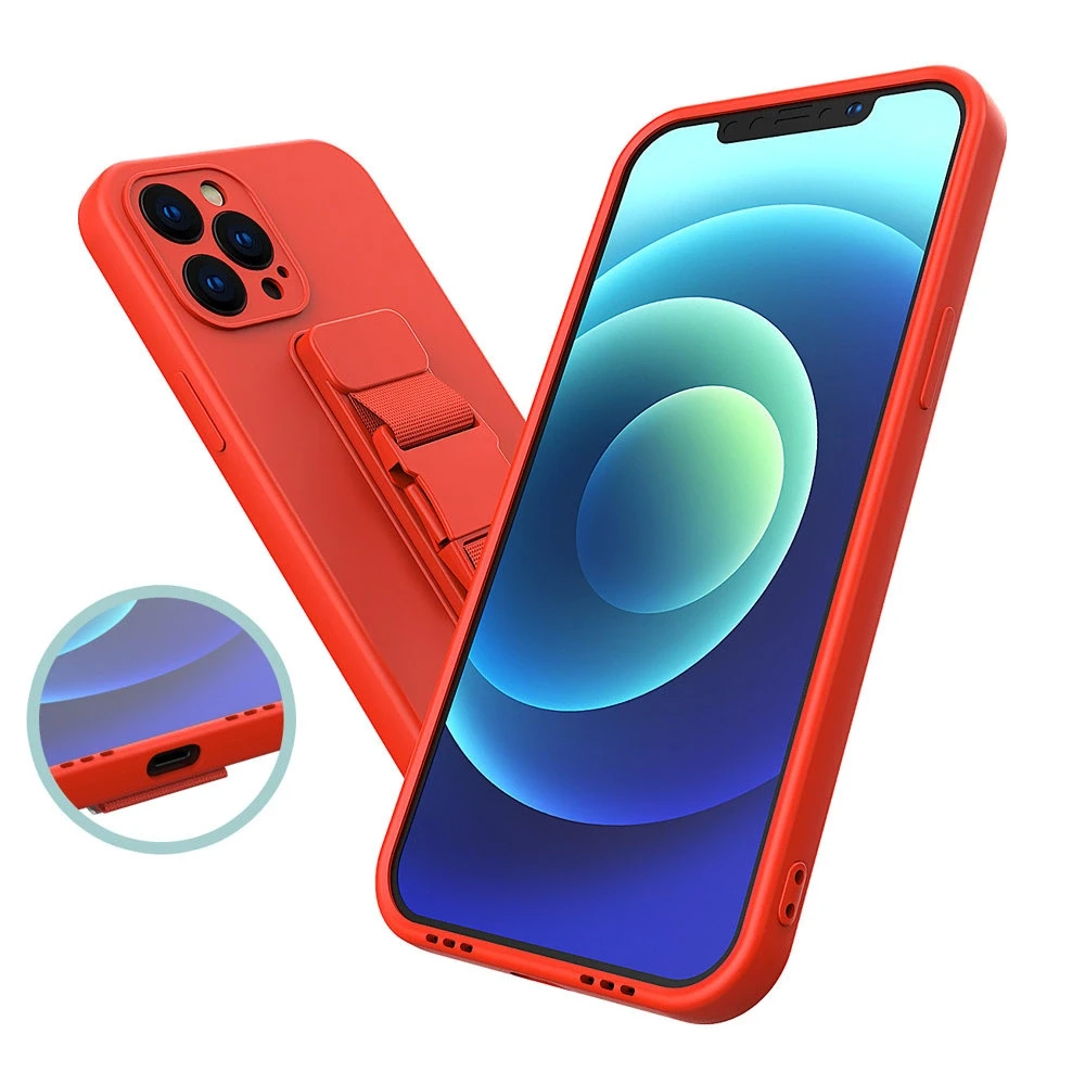 Hurtel Rope dėklas su dirželiu skirtas iPhone 12 Pro Max, raudonas