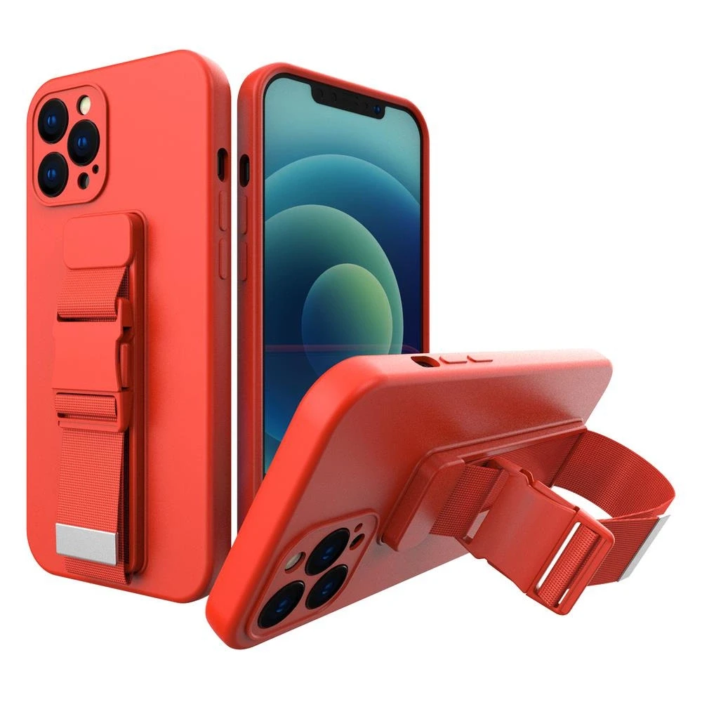 Hurtel Rope dėklas su dirželiu skirtas iPhone 8 Plus / iPhone 7 Plus, raudonas