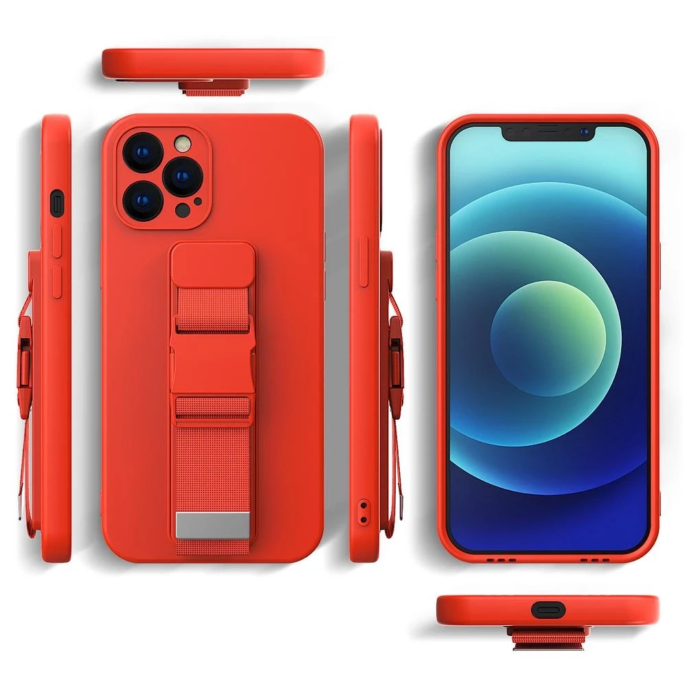 Hurtel Rope dėklas su dirželiu skirtas iPhone 8 Plus / iPhone 7 Plus, raudonas