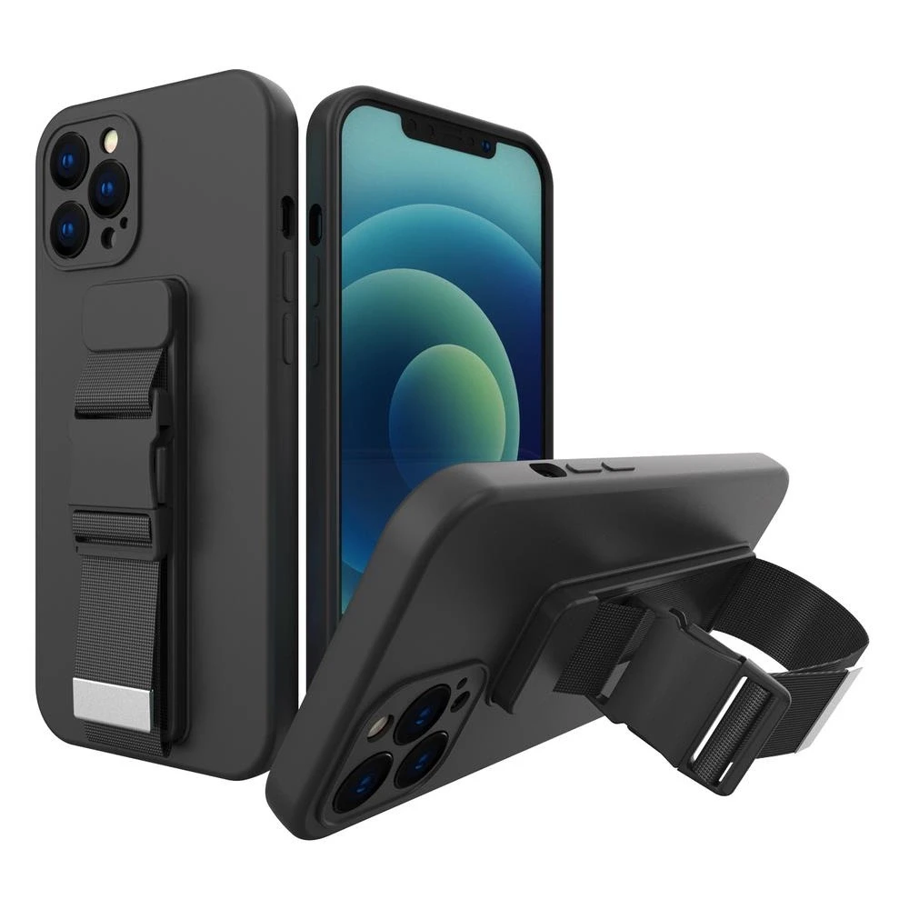 Hurtel Rope dėklas su dirželiu skirtas Samsung Galaxy A22 5G, juodas