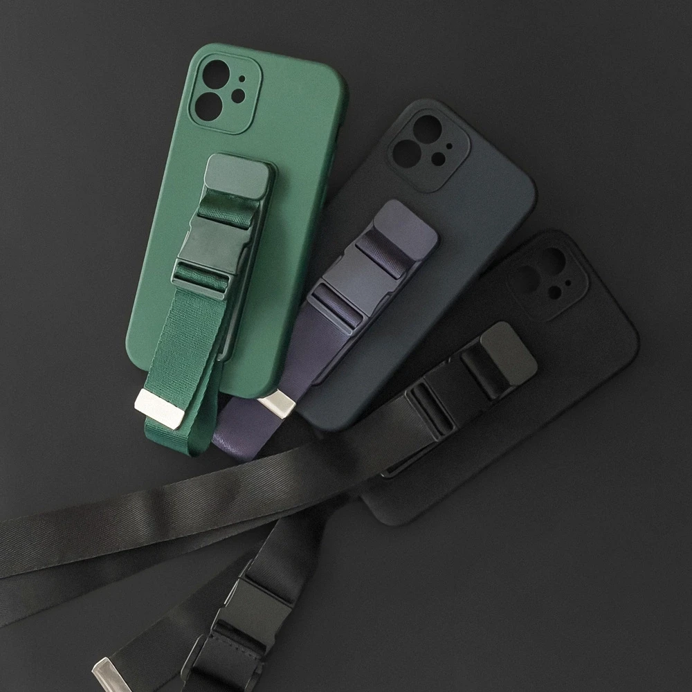 Hurtel Rope dėklas su dirželiu skirtas Samsung Galaxy A22 5G, juodas