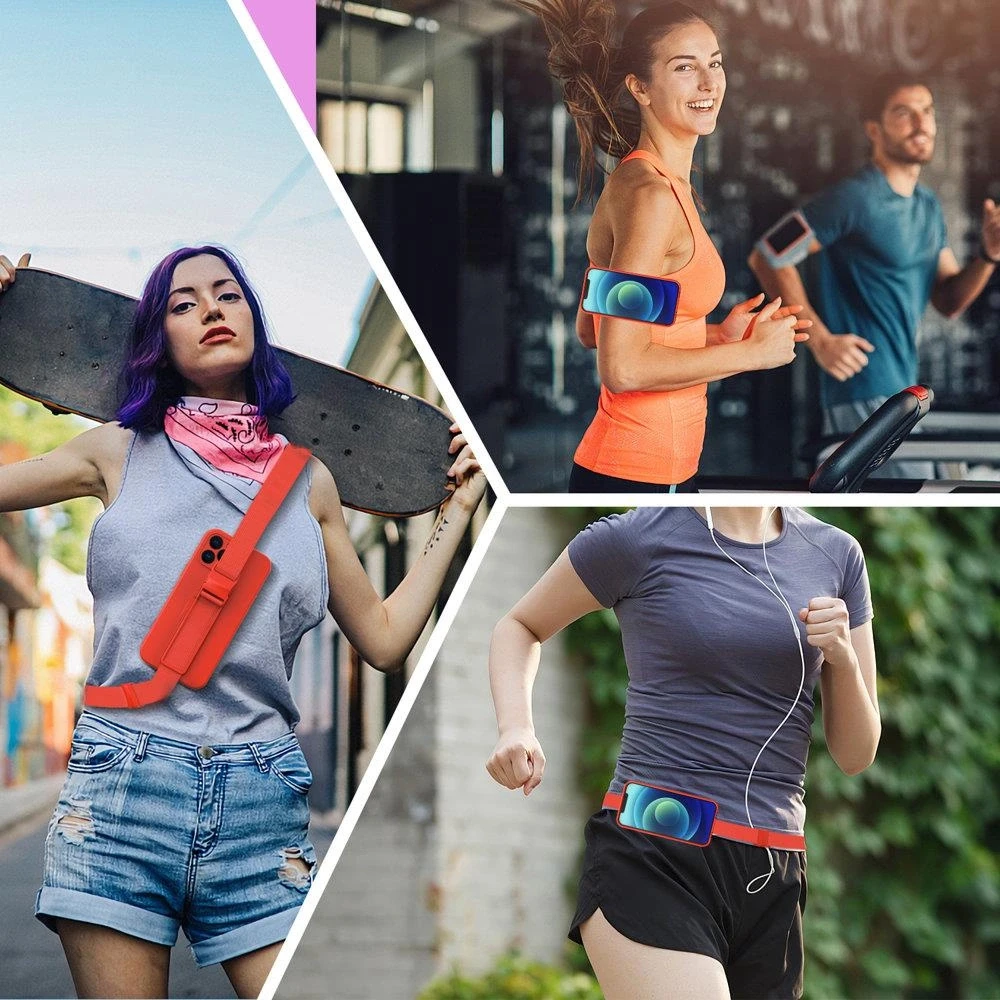 Hurtel Rope dėklas su dirželiu skirtas Xiaomi Redmi 9, raudonas