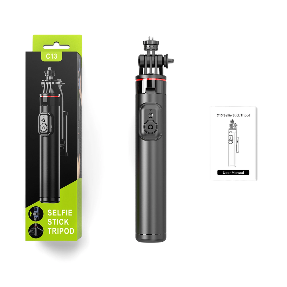 Wozinsky Asmenukių lazda WC1Y3S telescopic tripod 1.3m with phone holder – juodos spalvos