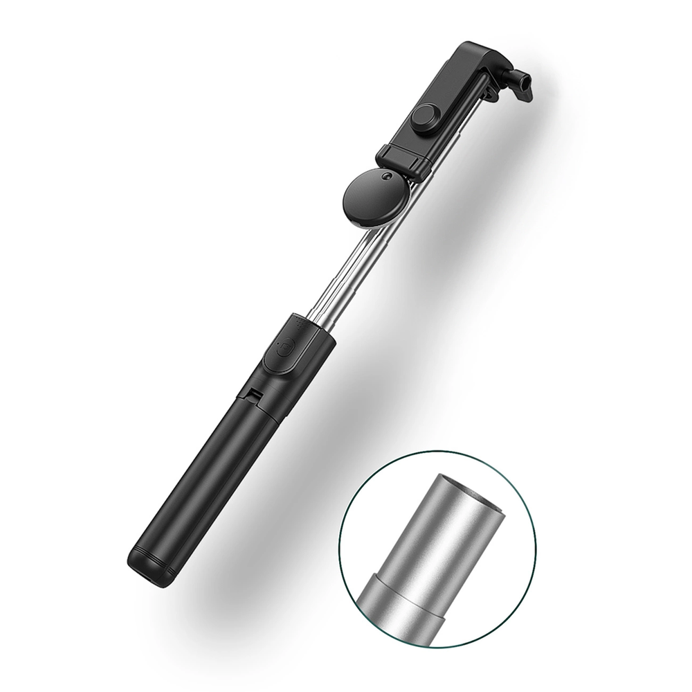 Hurtel Asmenukių lazda WH1YXS telescopic tripod 1m with round lamp and phone holder - juodos spalvos