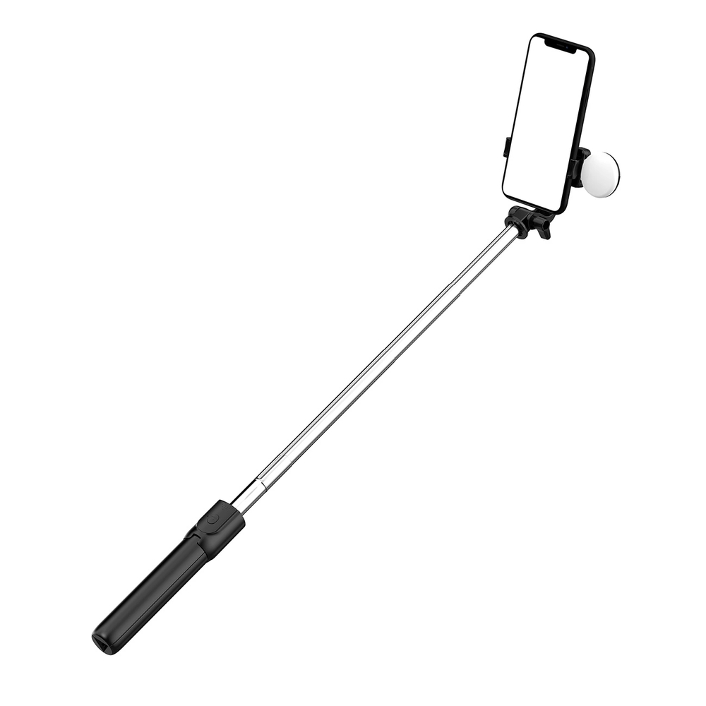 Hurtel Asmenukių lazda WH1YXS telescopic tripod 1m with round lamp and phone holder - juodos spalvos