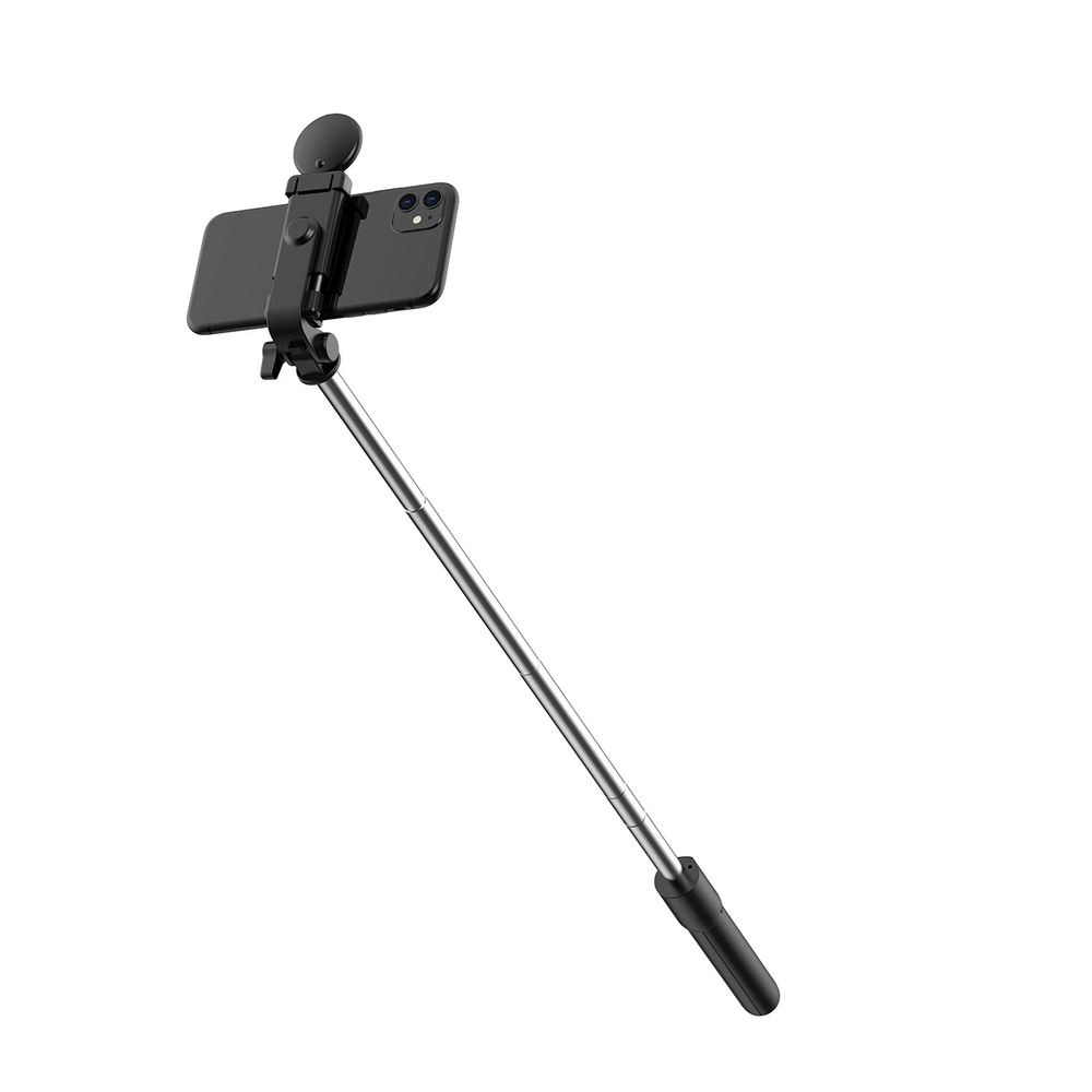 Hurtel Asmenukių lazda WH1YXS telescopic tripod 1m with round lamp and phone holder - juodos spalvos