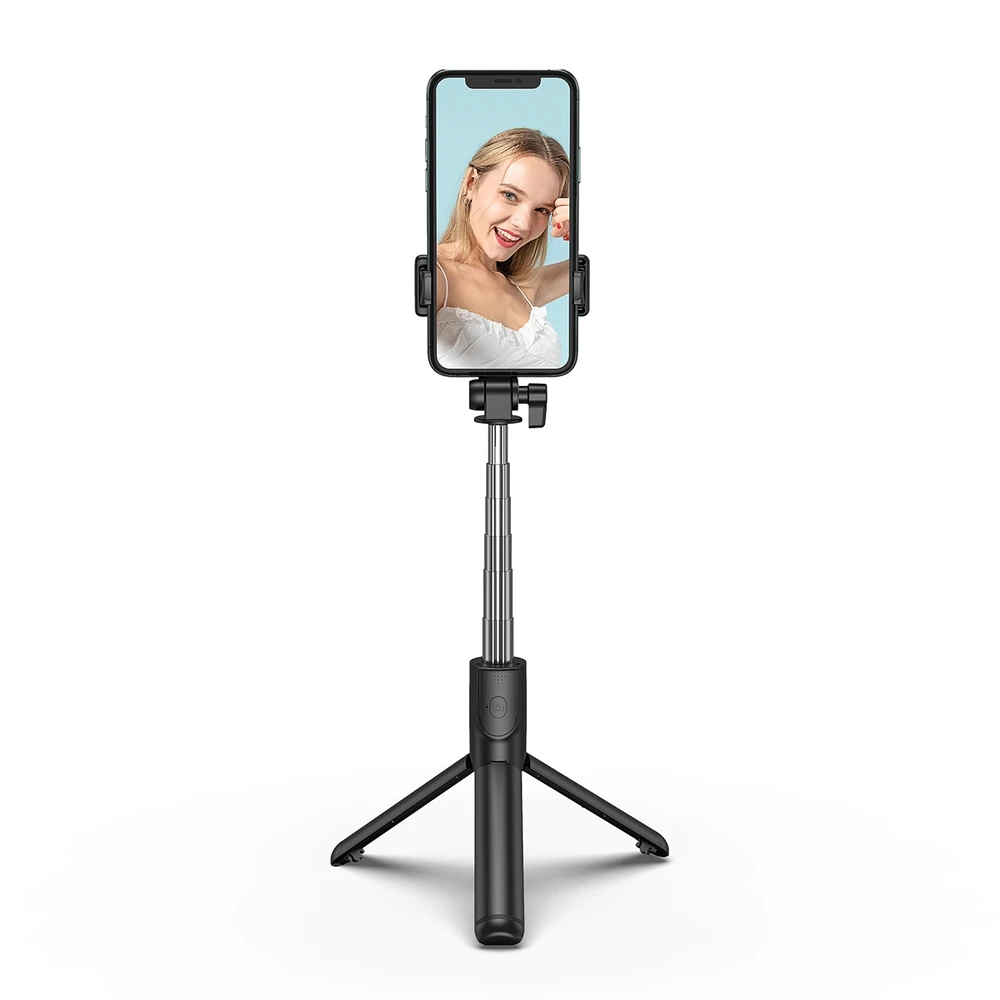 Wozinsky Asmenukių lazda WHS1Y telescopic tripod 1m with phone holder – juodos spalvos