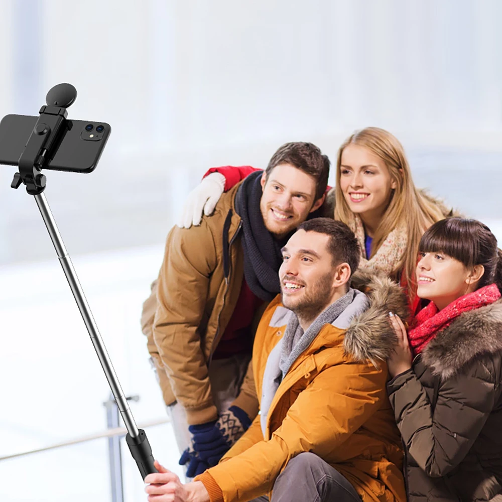 Hurtel Selfie stick WR1YXS telescopic tripod 0.71m with round lamp – juodos spalvos
