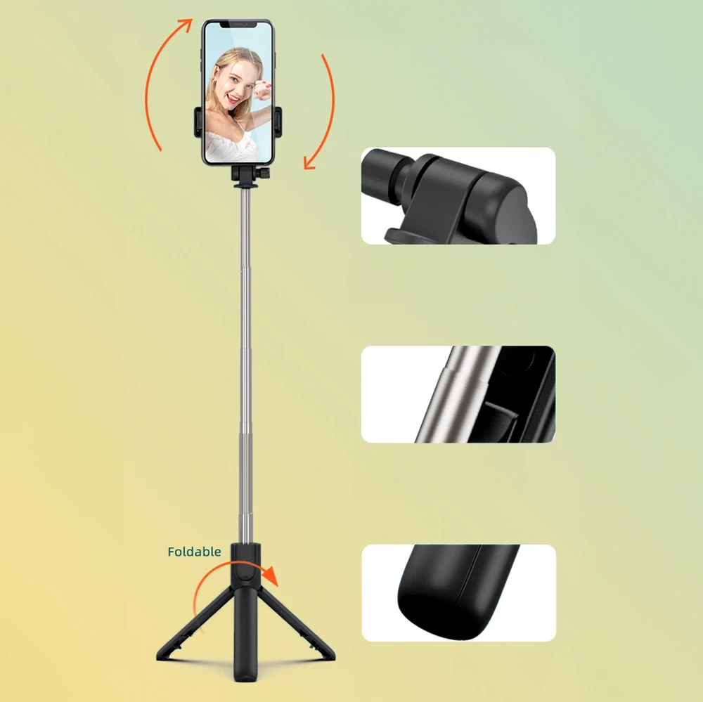 Wozinsky Hurtel Asmenukių lazda WRY1S telescopic tripod 0.7m for phone – juodos spalvos