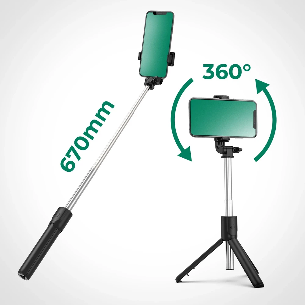Wozinsky Hurtel Asmenukių lazda WRY1S telescopic tripod 0.7m for phone – juodos spalvos