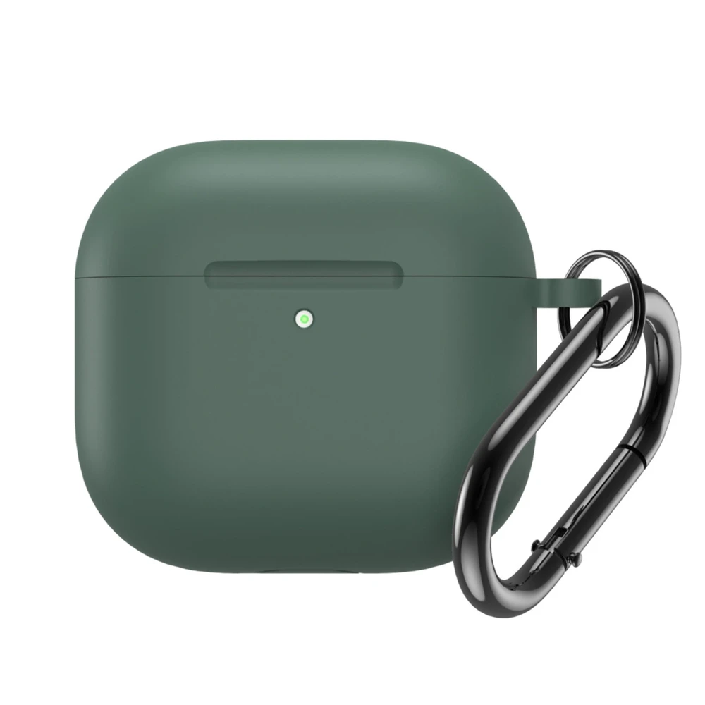 Hurtel Silikoninis dėklas skirtas Airpods 4 su karabinu - žalios spalvos