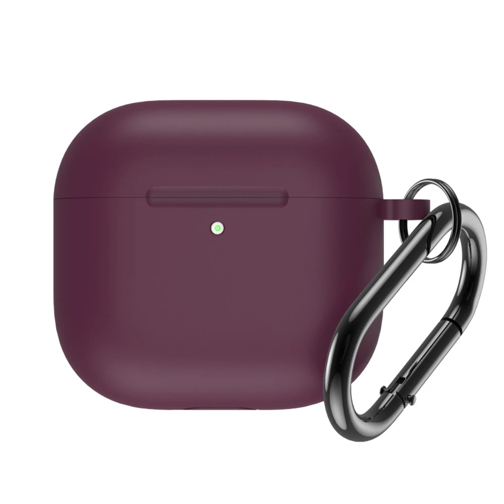 Hurtel Silikoninis dėklas skirtas Airpods 4 su karabinu - Burgundy