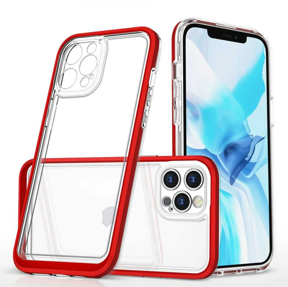 Hurtel Clear dėklas skirtas iPhone 12 Pro, raudonas