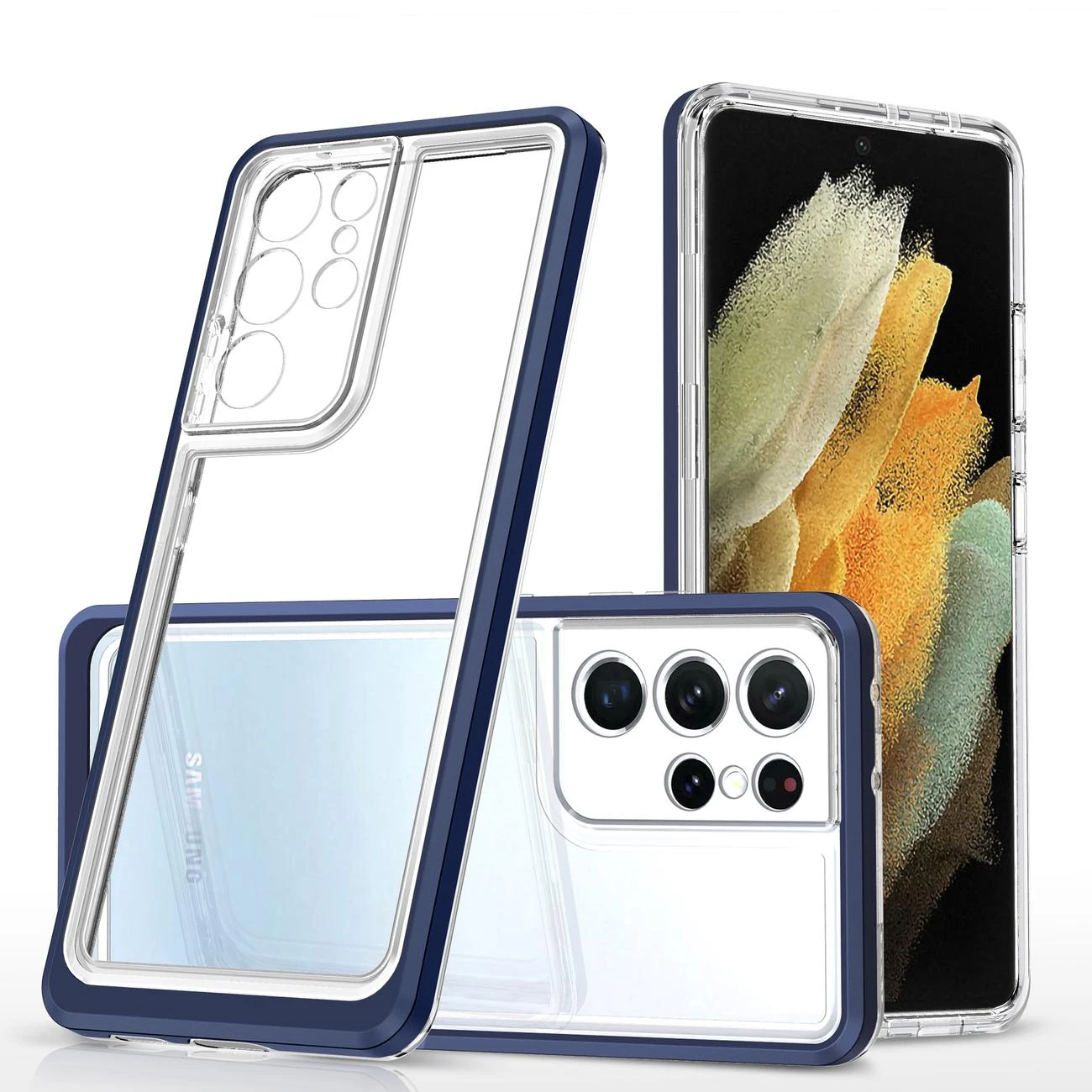 Hurtel Clear dėklas skirtas Samsung Galaxy S22 Ultra, mėlynas