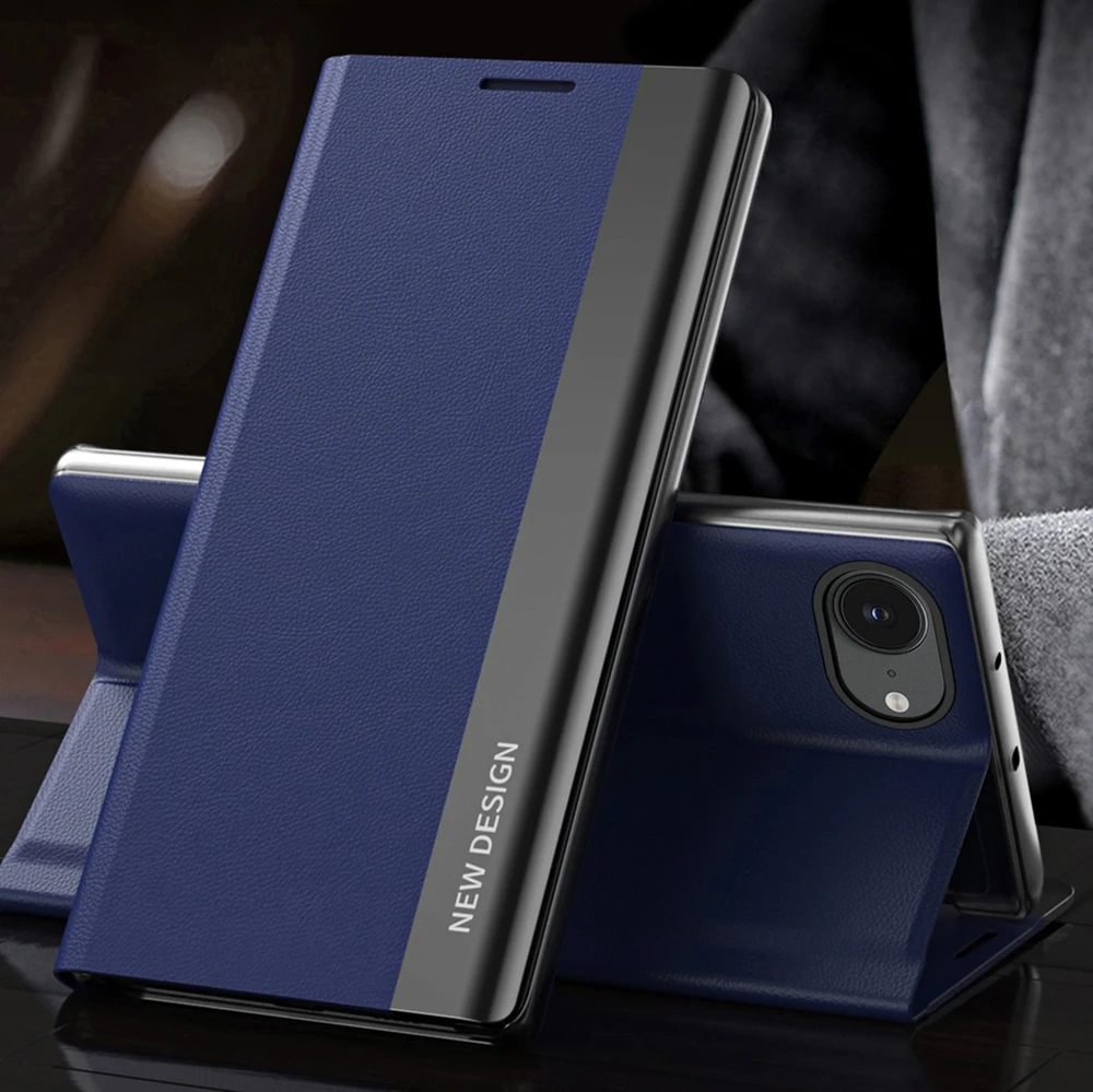 Hurtel Sleep dėklas Pro skirtas Apple iPhone 16e su Flip and Stand – mėlynos spalvos