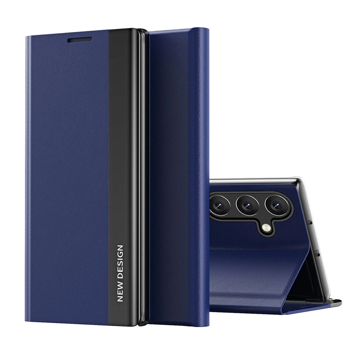Hurtel Sleep Pro Samsung Galaxy A24 4G atverčiamas su stoveliu dėklas telefonui mėlynos spalvos