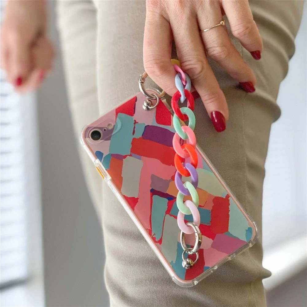 Hurtel Spalvotas elastingas dėklas su grandinėlės pakabuku, skirtas Samsung Galaxy S21 Ultra 5G