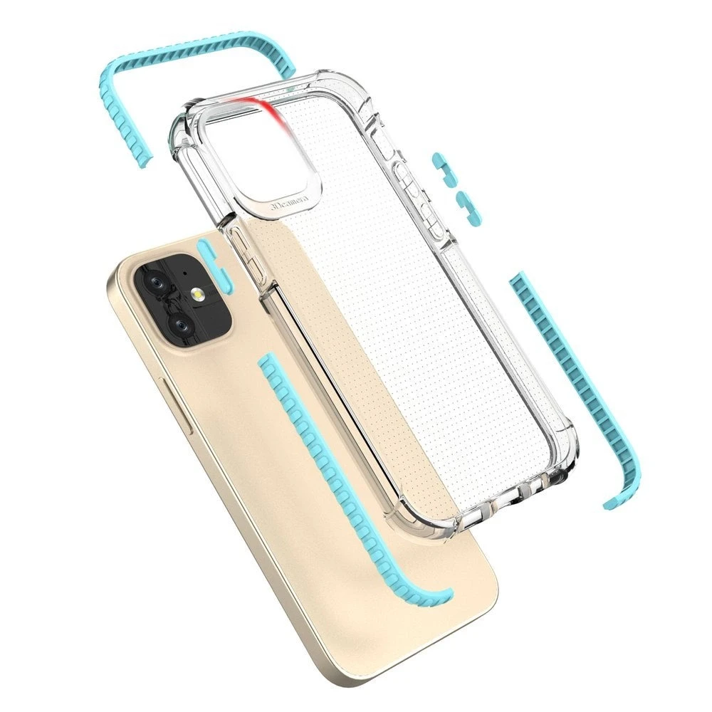 Hurtel Spring Armor TPU dėklas su spalvotu rėmeliu skirtas iPhone 12 mini, mėlynas