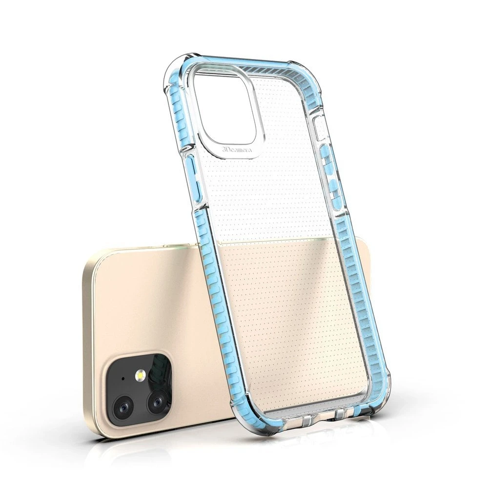 Hurtel Spring Armor TPU dėklas su spalvotu rėmeliu skirtas iPhone 12 mini, mėlynas