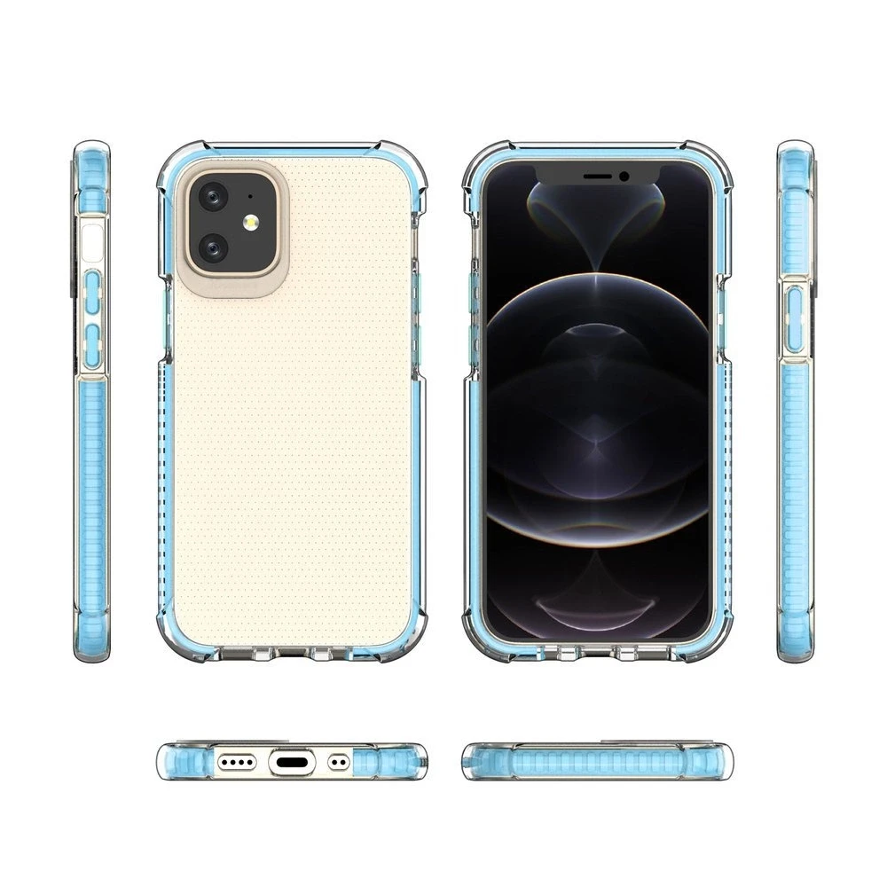 Hurtel Spring Armor TPU dėklas su spalvotu rėmeliu skirtas iPhone 12 mini, mėlynas