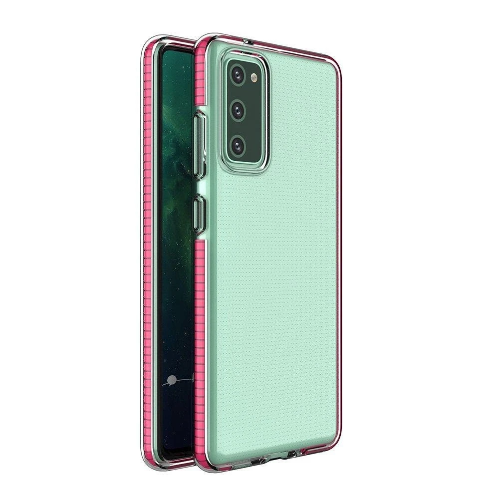 Hurtel Spring dėklas su spalvotu rėmeliu skirtas Samsung Galaxy A72 4G, šviesiai rožinis
