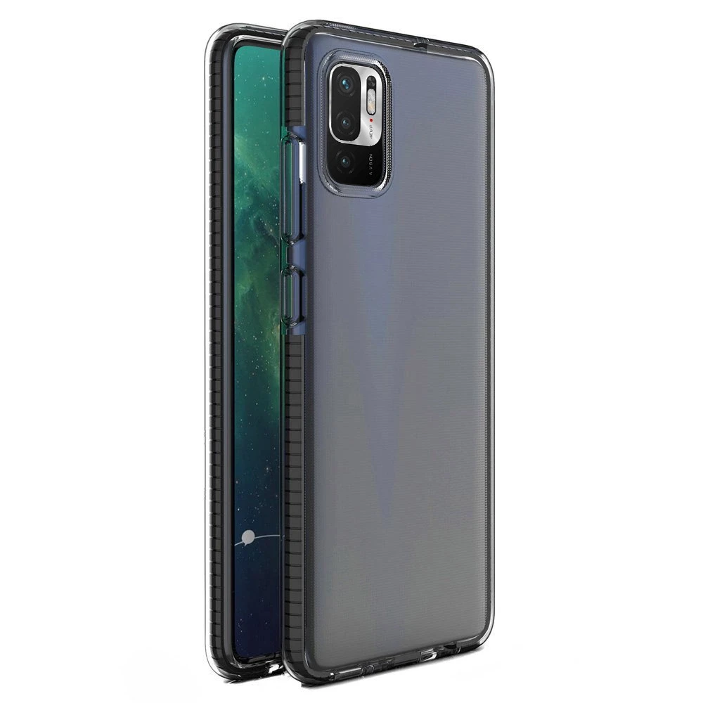 Hurtel Spring dėklas su spalvotu rėmeliu skirtas Xiaomi Redmi Note 10 5G / Poco M3 Pro, juodas