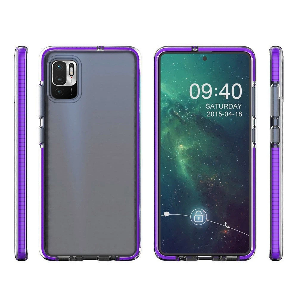 Hurtel Spring dėklas su spalvotu rėmeliu skirtas Xiaomi Redmi Note 10 5G / Poco M3 Pro, juodas