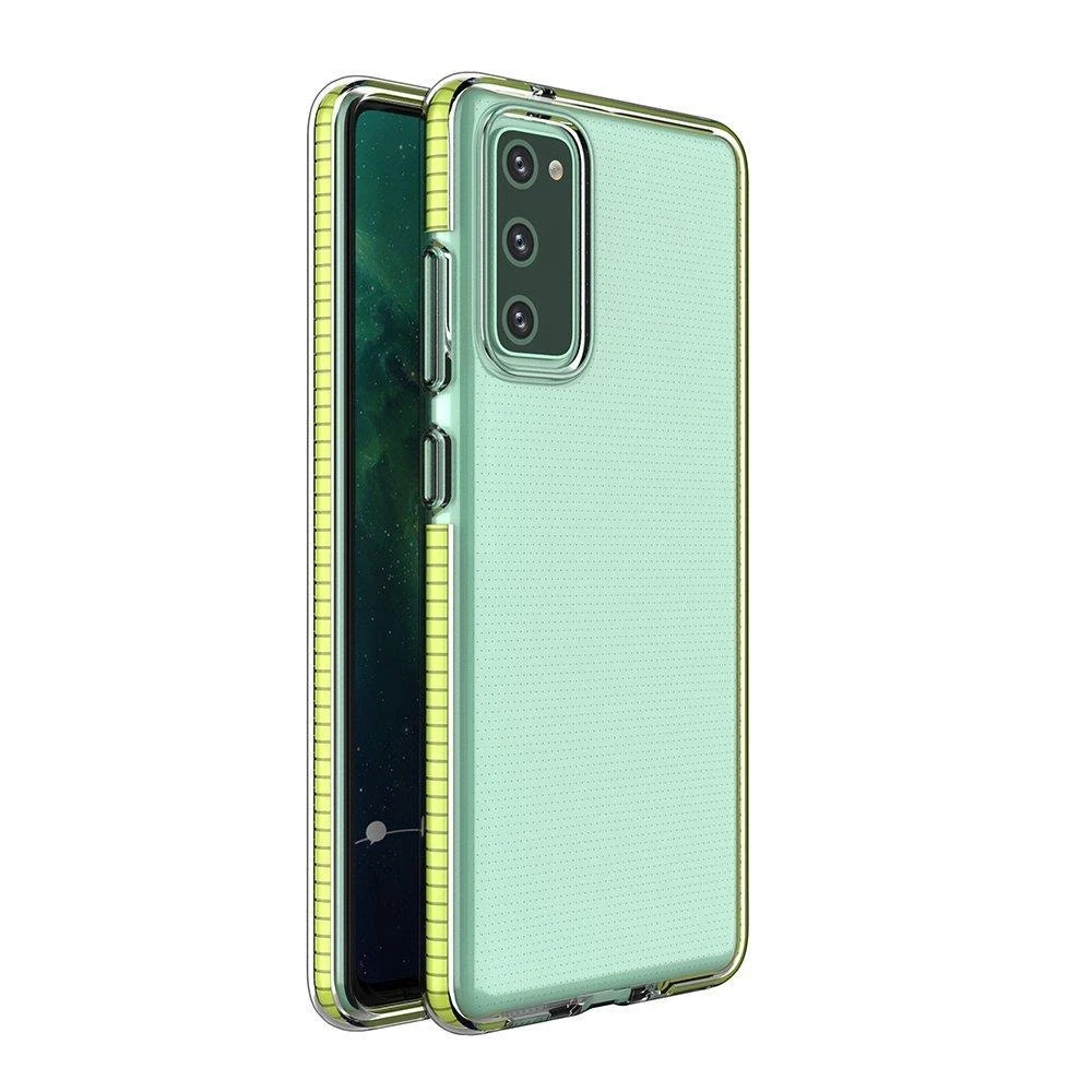 Hurtel Spring dėklas su spalvotu rėmeliu skirtas Samsung Galaxy A72 4G, geltonas