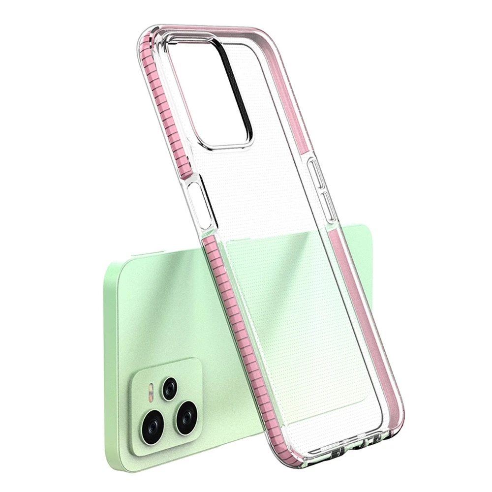 Hurtel Spring dėklas su spalvotu rėmeliu skirtas Realme C35, juodas