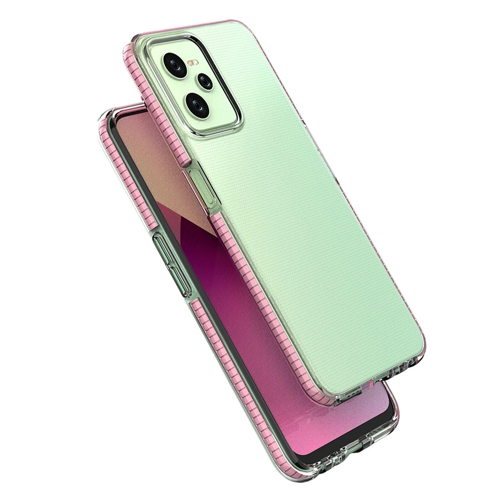Hurtel Spring dėklas su spalvotu rėmeliu skirtas Realme C35, juodas