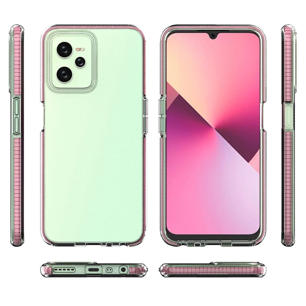 Hurtel Spring dėklas su spalvotu rėmeliu skirtas Realme C35, juodas